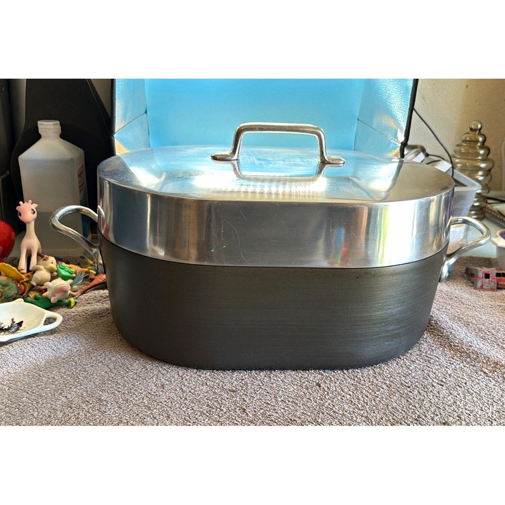 Vintage Magnalite CHC Oval Aluminum Roaster w/ Lid & Insert 15.5"  made in U.S.A